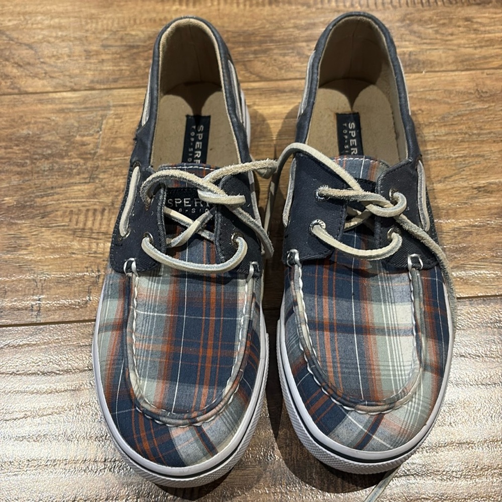 SPERRY Top-Sider Bahama plaid canvas youth loafers size 3